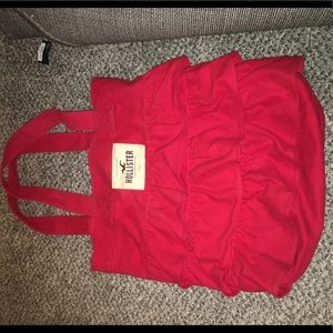 Red ruffle Hollister travel tote